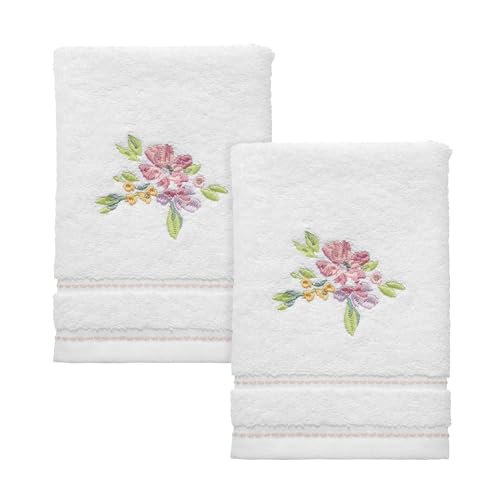 Floral Fingertip Towels, 100% Cotton Decorative Hand Towels, Set of 2