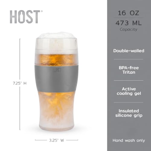 Freezable Insulated Beer Pint Glasses, Cooling Gel Tumbler Set - 16 oz, 2 Pack