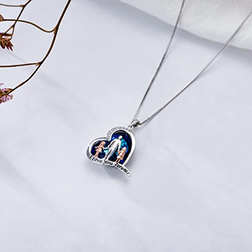 TOUPOP Father and Daughter Necklace Set 925 Silver Heart Pendant from Dad B