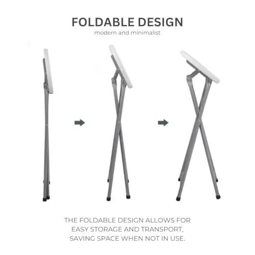 30-Inch Folding Bar Stool, Heavy Duty Portable Plastic Chair with Footrest