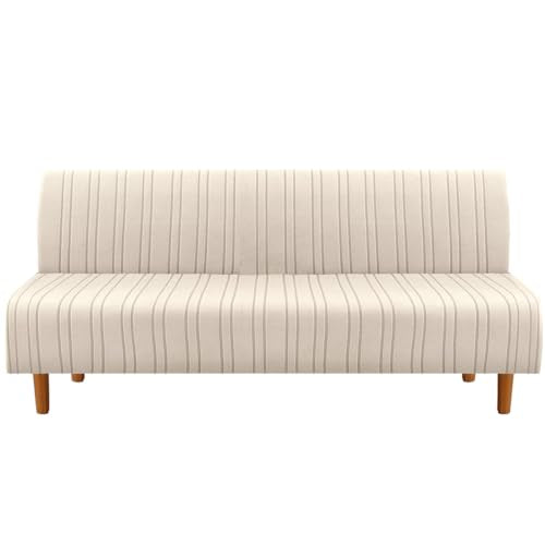 Stretch Futon Slipcover - Soft Armless Sofa Cover with Modern Stripe Design