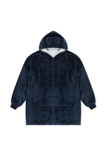 Wearable Fleece Blanket Hoodie with Full-Arm Access for Medical Treatment