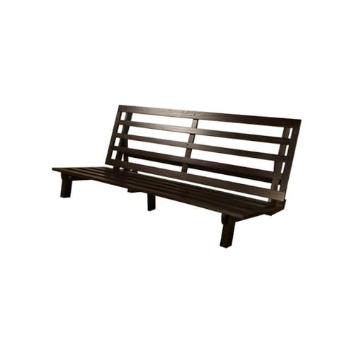 Kodiak Furniture Carson 75" Full-Size Wooden Futon Frame in Java Brown - Solid Pine, Converts to Bed, Easy Assembly
