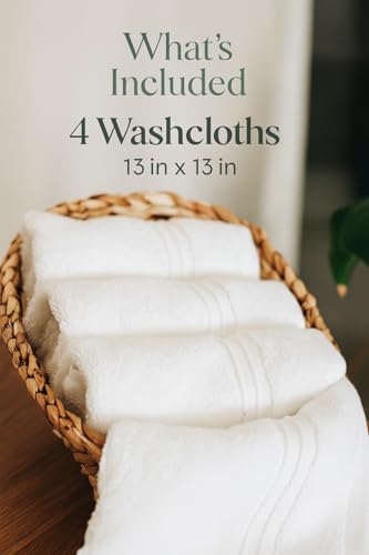 4-Piece Turkish Cotton Washcloth Set - 700 GSM Plush Hanging Bath Towels