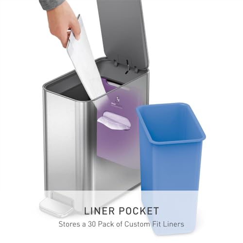 Slim Step Trash Can 5L Brushed Stainless Steel Bathroom Wastebasket