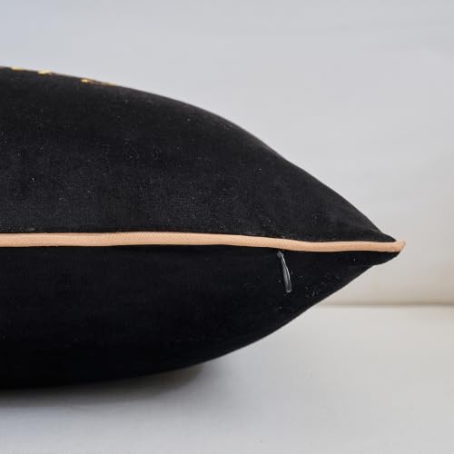 ONWAY Black Christmas Pillow Cover 12x20 Inches Embroidered Gold Holiday Decor