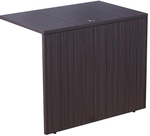 Boss Office U-Shape Desk Credenza with Hutch and Pedestal in Driftwood