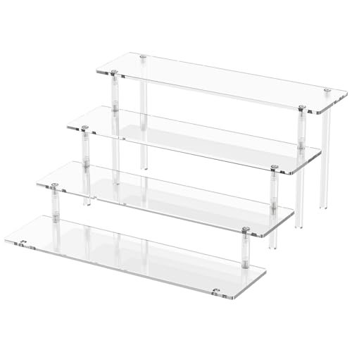 4-Tier Clear Acrylic Display Riser Shelf for Perfume, Figures & Desserts