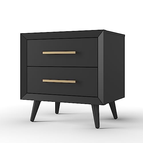 Child Craft Cranbrook Ebony Nightstand - Mid-Century Modern 2-Drawer Bedside Table