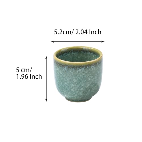 Green Porcelain Sake Cup Set of 4 - 2.04'' Ceramic Drinking Cups, BOSILI