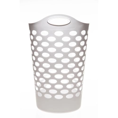 Tall Plastic Laundry Hamper with Handles - Durable Round Storage Basket