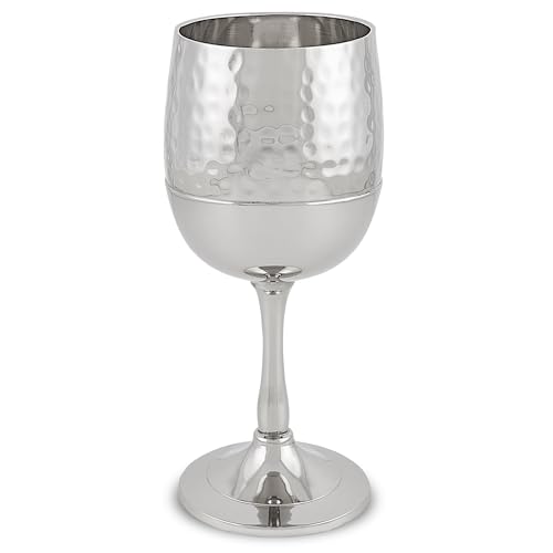 Hammered Metal Kiddush Cup and Coaster Set for Shabbat and Passover 5.5 oz