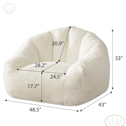 Oversized Memory Foam Bean Bag Chair with Armrests - 48.5 Inch Floor Lounger