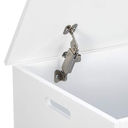 30-Inch Wooden Toy Storage Chest with Safety Hinges - White Toy Bench Box