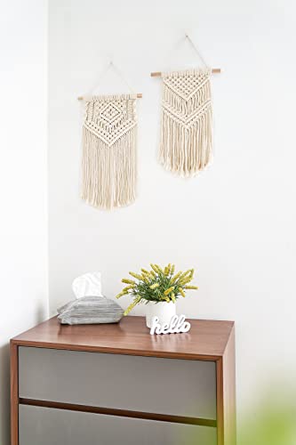 Small Macrame Wall Hanging Set of 2 - Woven Boho Tapestry Art Decor