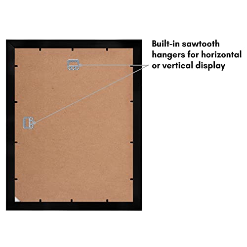 11x14 Black Picture Frame with Mat & Shatter-Resistant Glass for Wall Display