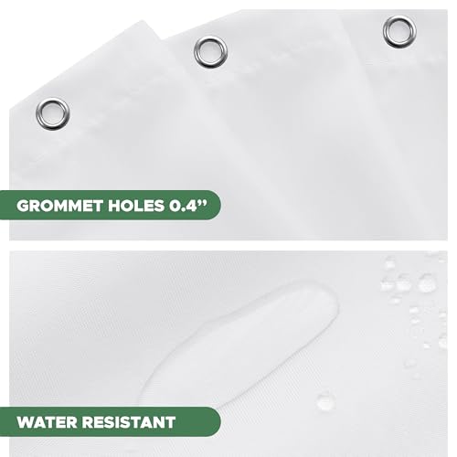 Biscaynebay White Fabric Shower Curtain Liner 72x72 Inch - Hotel Quality, Waterproof, Rustproof Grommets
