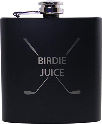 CustomGiftsNow Black Stainless Steel Birdie Juice Golf Flask Set with Funnel & Gift Box