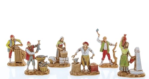 Moranduzzo Set of 11 Hand-Finished Nativity Figurines for 1:50 Scale Cribs, Made in Italy
