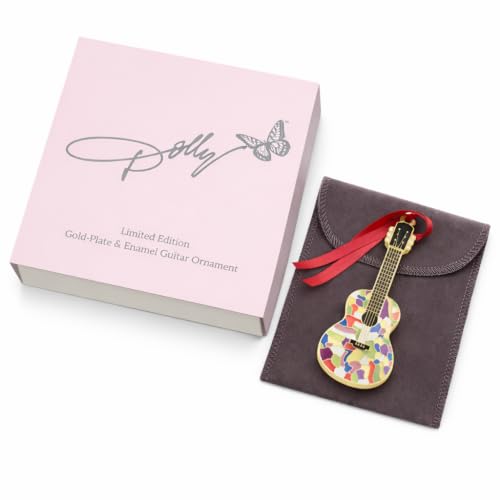 Dolly Parton Gold Plated Enameled Guitar Christmas Ornament - Holiday Keepsake, 3.75 Inches