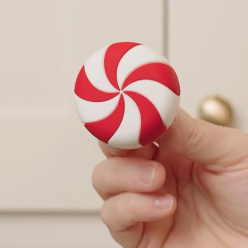 Knobēz Red Peppermint Decorative Knob Covers (12 Pack) – Fits 1" to 1 3/8" Knobs