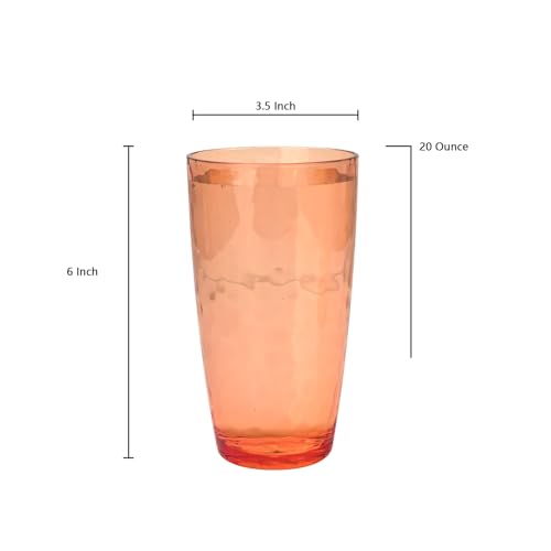 20 oz Acrylic Drinking Glasses - Set of 6 Shatterproof Stackable Tumblers