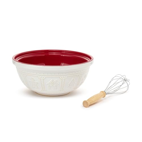 Demdaco Festive 126 oz Mixing Bowl with Whisk Set — Red & White
