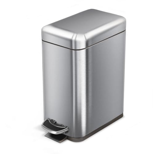 Small Stainless Steel Trash Can with Soft-Close Lid 1.3 Gallon