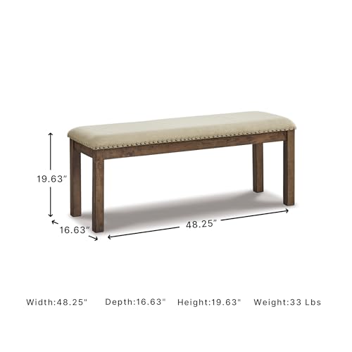 48-Inch Upholstered Dining Bench, Rustic Wood Bench with Nailhead Trim