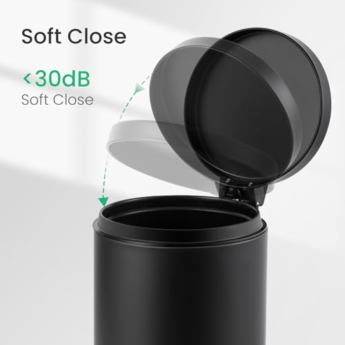 Small Round Stainless Steel Step Trash Can with Soft Close Lid - 1.2 Gal