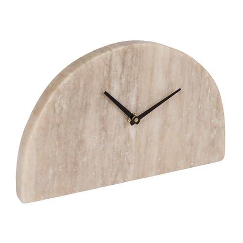 Half Moon Marble Mantel Clock - Beige Modern Table Clock 10-Inch