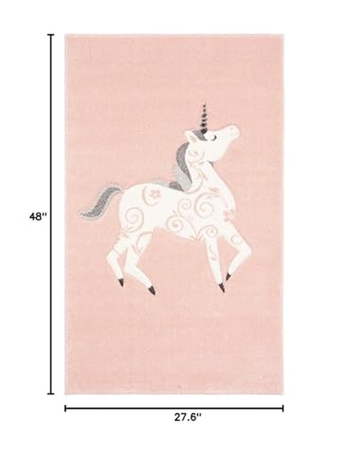 SAFAVIEH Carousel Kids Collection Accent Rug - 2'3" x 4', Pink & Ivory, Non-Shedding & Easy Care, Ideal for High Traffic Areas for Boys & Girls in Playroom, Nursery, Bedroom (CRK163P)