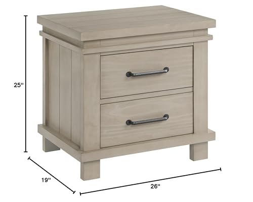 2-Drawer Nursery Nightstand with Soft-Close Glides, Stone Wash Finish