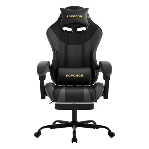 Ergonomic Gaming Chair with Footrest, Adjustable Reclining Office Chair