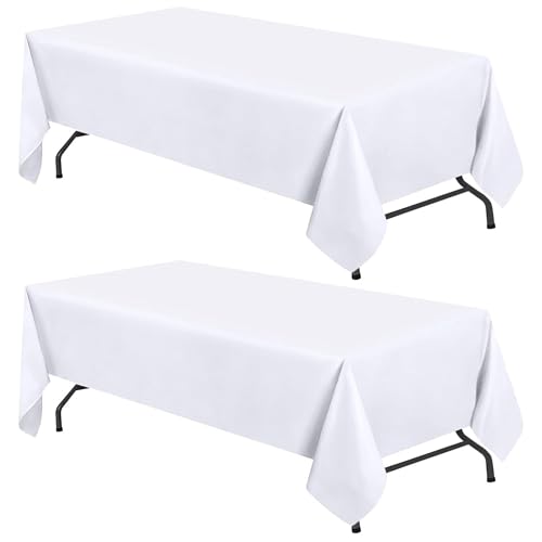 2-Pack Rectangular Polyester Tablecloths, 60x102 Inches for 6ft Tables