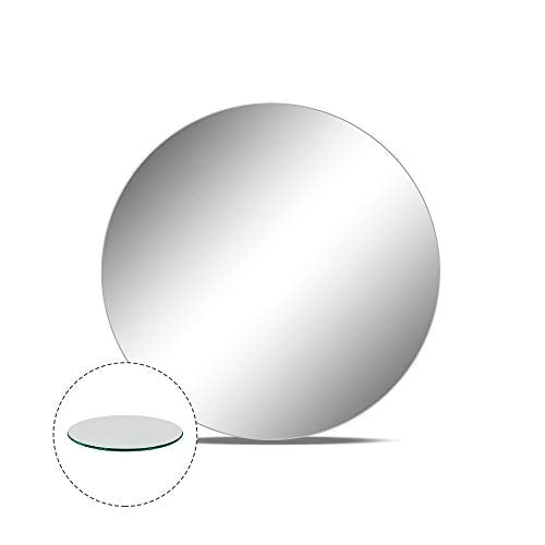 16-Inch Round Mirror Plate, Frameless Glass Tray for Wedding Centerpieces