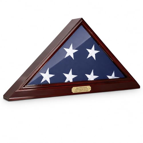 Solid Wood Triangle Flag Display Case for 5' x 9.5' Burial or Funeral Flag