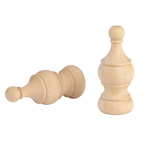 Unfinished Wood Bed Post Finials - 5.9-inch Decorative Craft Toppers (2 Pack)