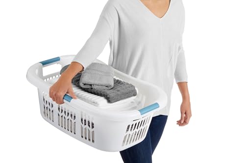 Rubbermaid 1.5-Bushel Large Hip-Hugger Laundry Basket, White