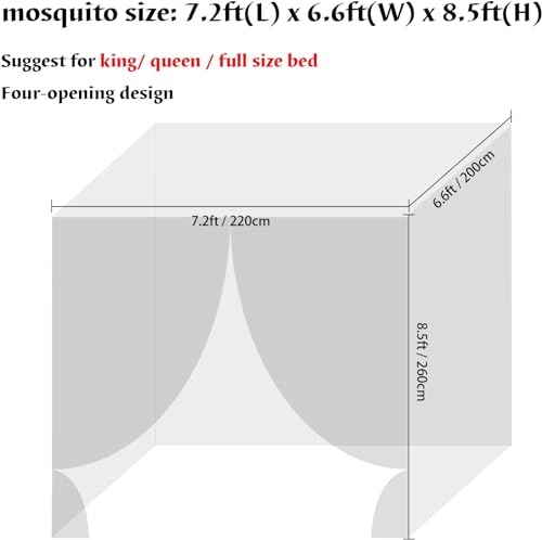 Black Mosquito Net Bed Canopy - 4 Corner Post Curtains for King & Queen