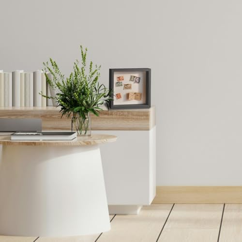 5x5 Small Shadow Box Frame with Linen Backing and Push Pins, Black