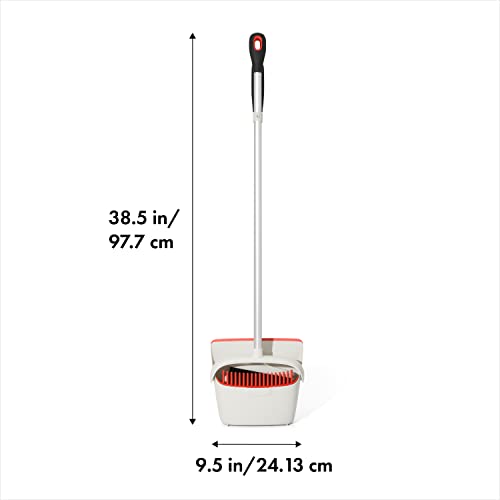Upright Broom and Dustpan Set with Built-In Comb & Stand-Up Storage