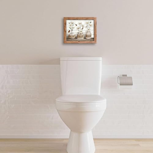 Rustic Farmhouse Bathroom Wall Art Set, Daisy Floral Canvas Prints 8x10