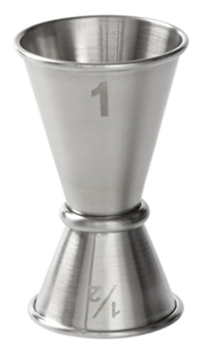 American Metalcraft Japanese-Style Jigger 1/2 oz. x 1 oz. Stainless Steel Bar Tool, 1-3/4" Diameter