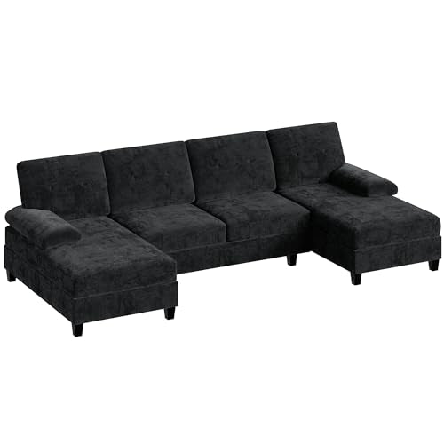 U-Shaped 4-Seat Sectional Sofa with Double Chaise Lounges, White