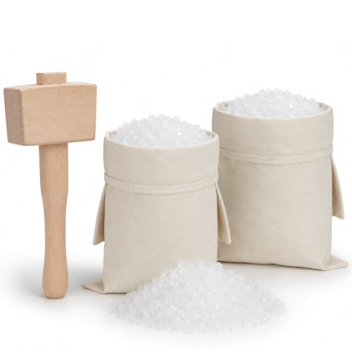 Einiovul Natural Wood Lewis Bag & Ice Mallet Set for Cocktails - Off White