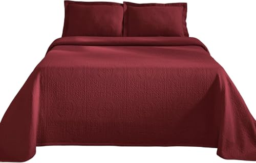 SUPERIOR Fleur De Lis 100% Cotton Jacquard Matelasse Bedspread Set, King