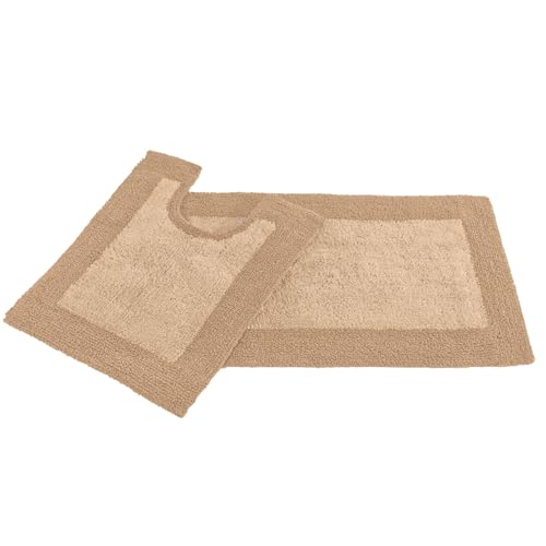 BrylaneHome BH Studio 2-Piece Reversible Cotton Bath Rug Set, Aqua
