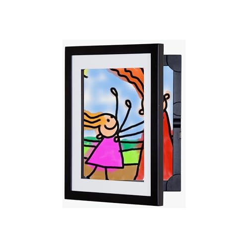 Kids Art Display Cabinet, Front-Opening Wood Frame for 8.5x11 Artwork