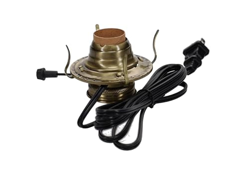 Electric Burner Antique Brass Plated with Black Cord & Switch